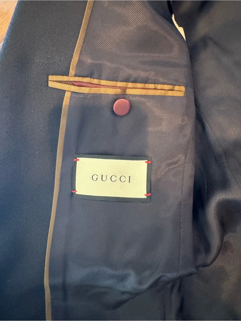 Gucci Men's Dark Blue Two-Button Blazer